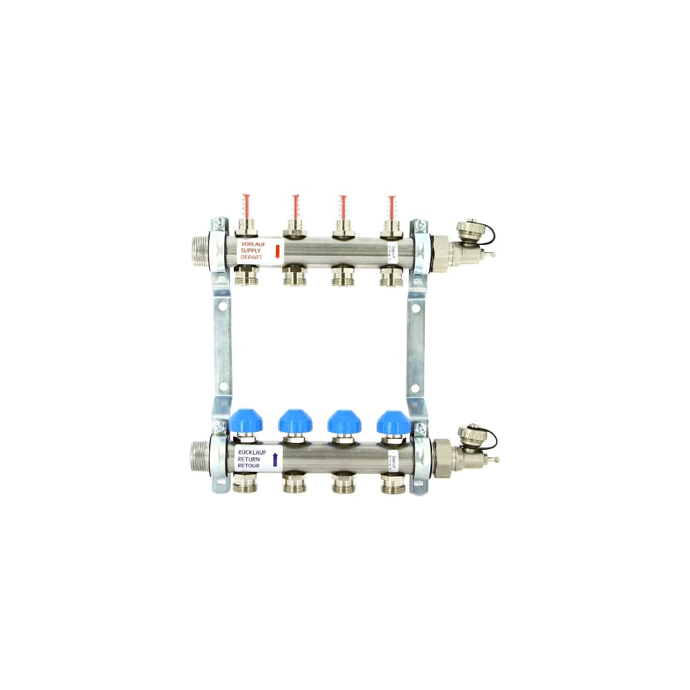 фото Коллекторная группа uni-fitt н 1"х3/4", 8 выходов, нержавеющая сталь 455w4308