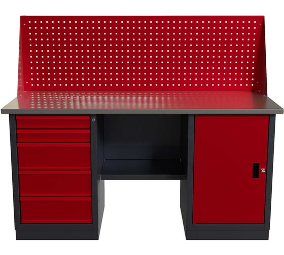 Изображение товара Слесарный двухтумбовый верстак IRONMEBEL worky wk-5/wk-0 1600 с экраном M-IM00188K