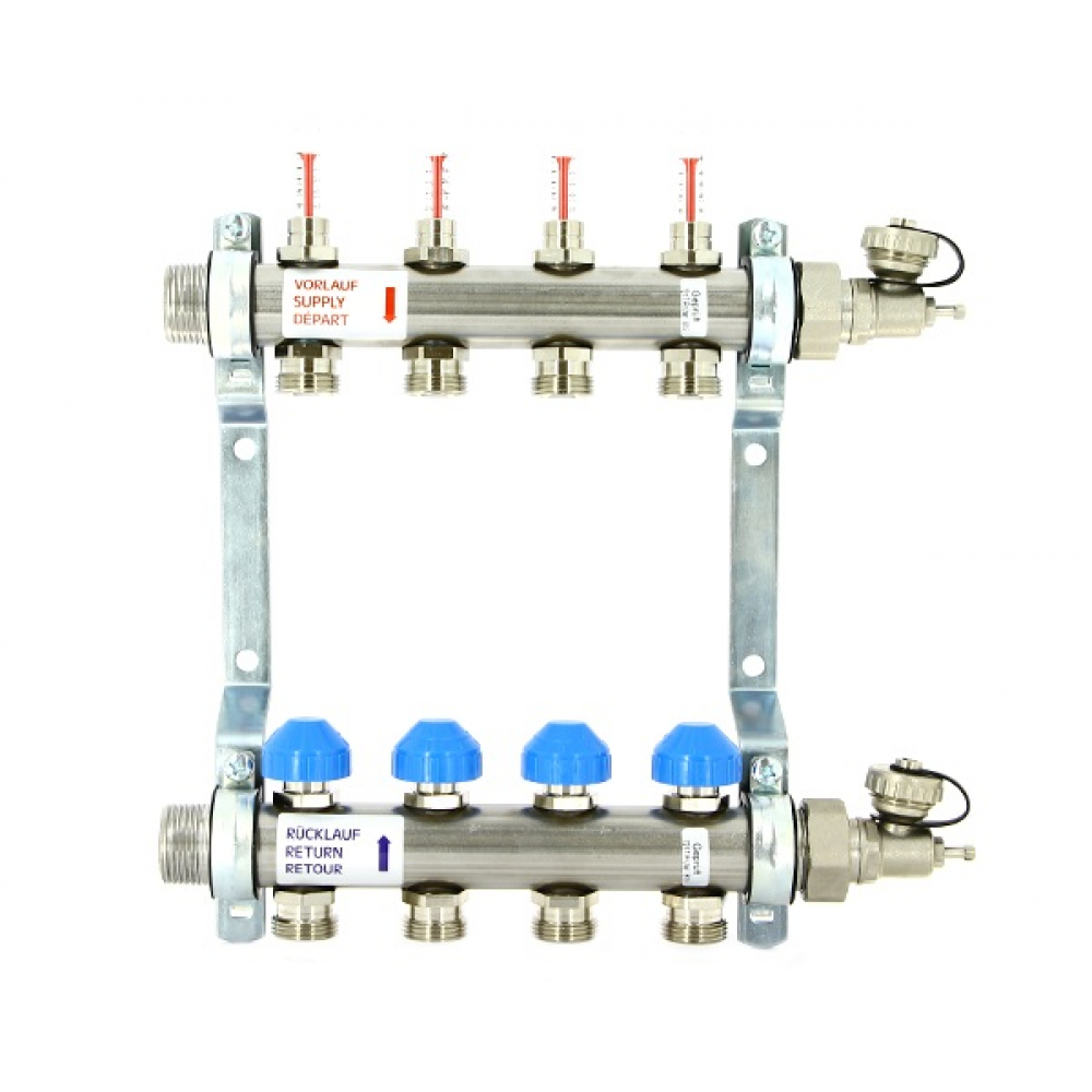 фото Коллекторная группа uni-fitt н 1"х3/4", 3 выхода, нержавеющая сталь 455w4303