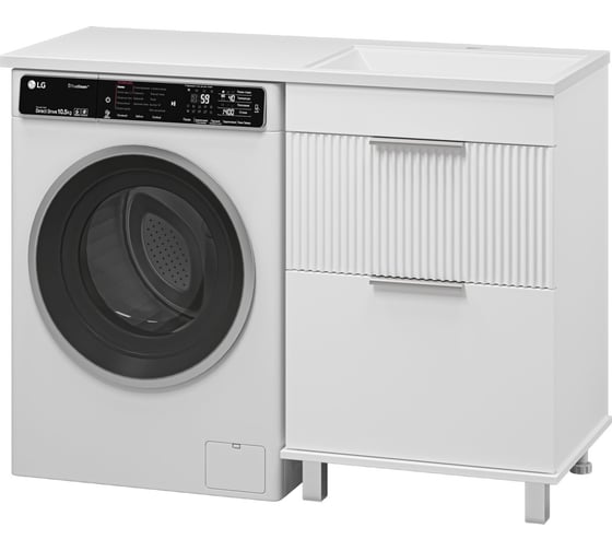 Изображение товара Тумба под стиральную машину Brevita Enfida 60 белая, с раковиной гавана 120 правая УТ000016092