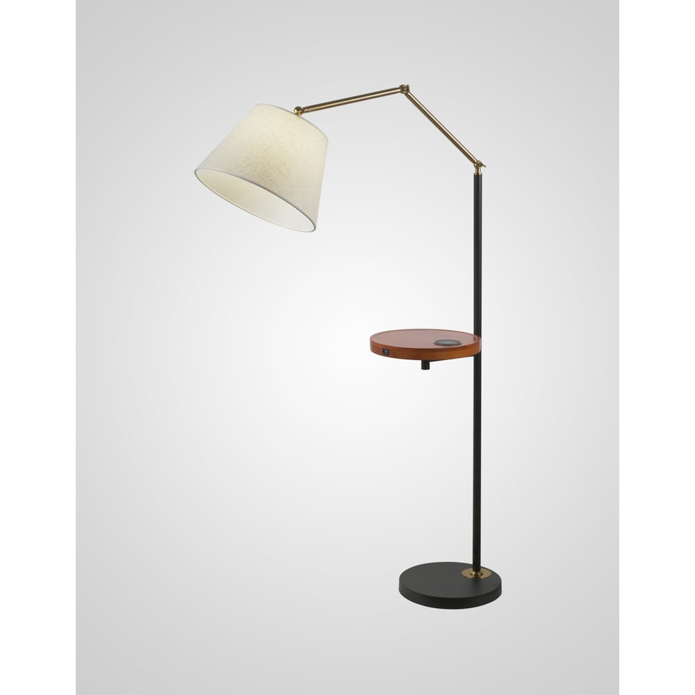 Изображение товара Стильный торшер Мелодия Света FL2903-1 BK с тканевым плафоном и полкой