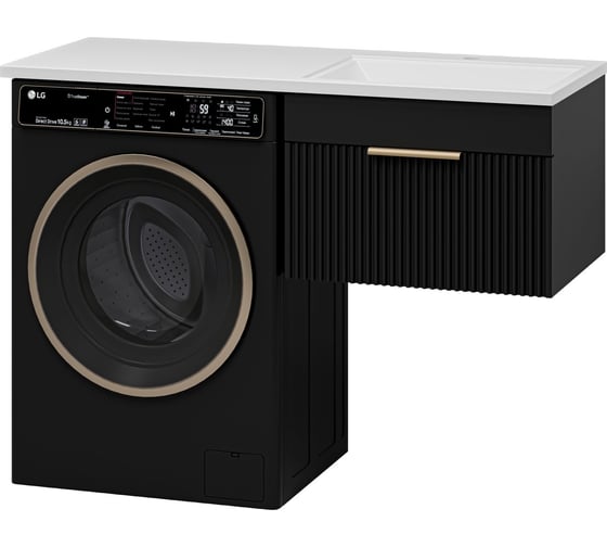 Изображение товара Подвесная тумба под стиральную машину Brevita Enfida 60 черная, с раковиной гавана 120 правая УТ000016090