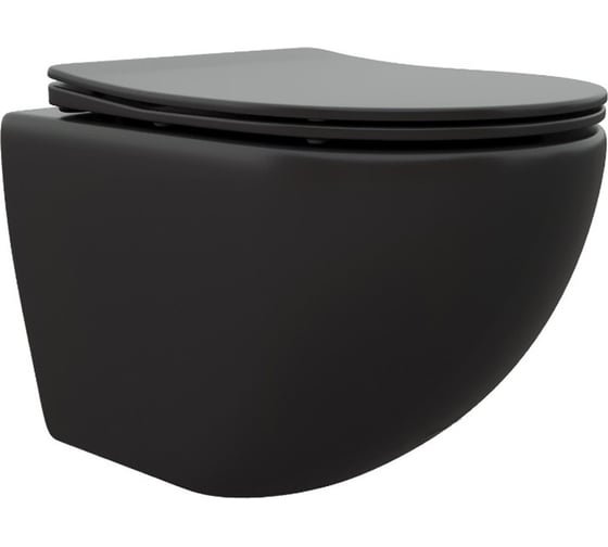 Изображение товара Подвесной унитаз Cerutti sella aria mb ст черный матовый, безободковый, с сиденьем микролифт SPA 9160