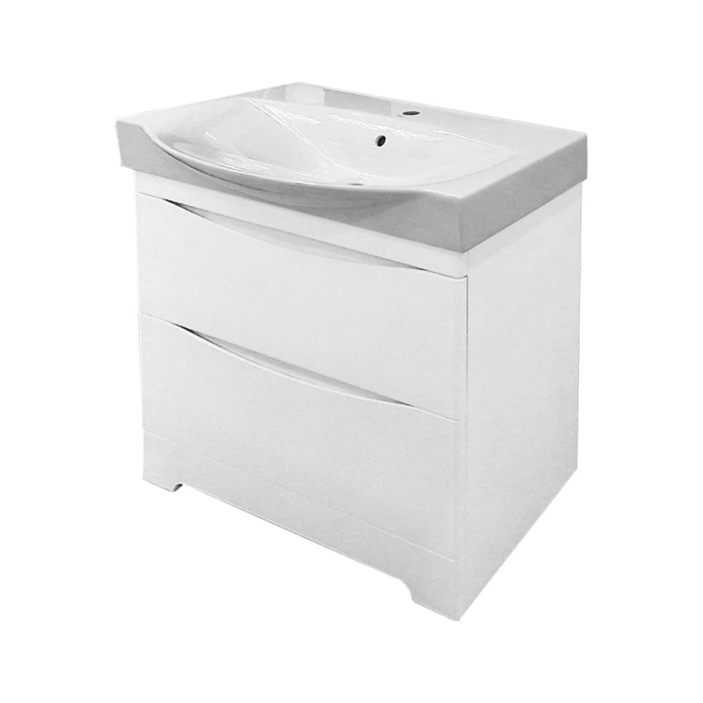 Изображение товара Тумба с раковиной Misty Элвис 85 напольная с 2 ящиками белая