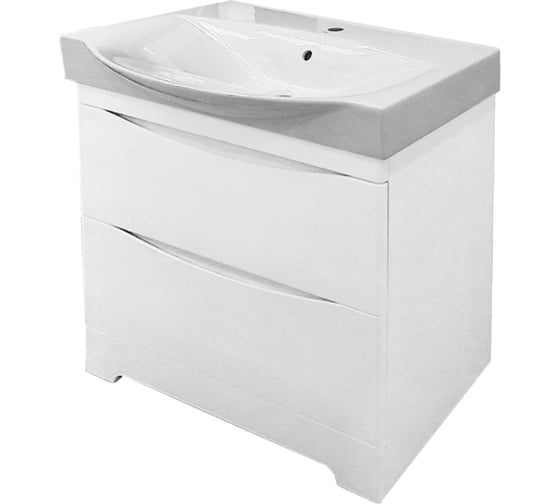 Изображение товара Тумба с раковиной Misty элвис 85 напольная с 2 ящиками, белая УТ000003264