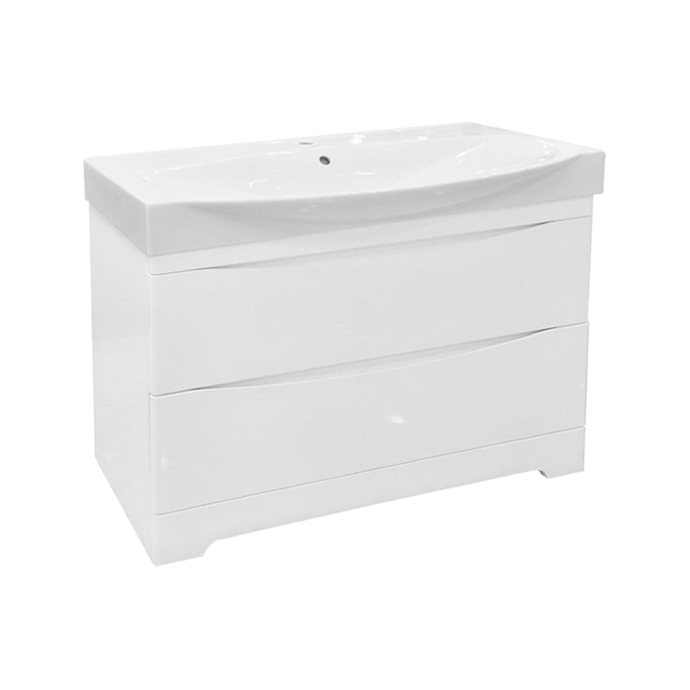 Изображение товара Тумба с раковиной Misty элвис 105 напольная с 2 ящиками, белая, УТ000003263