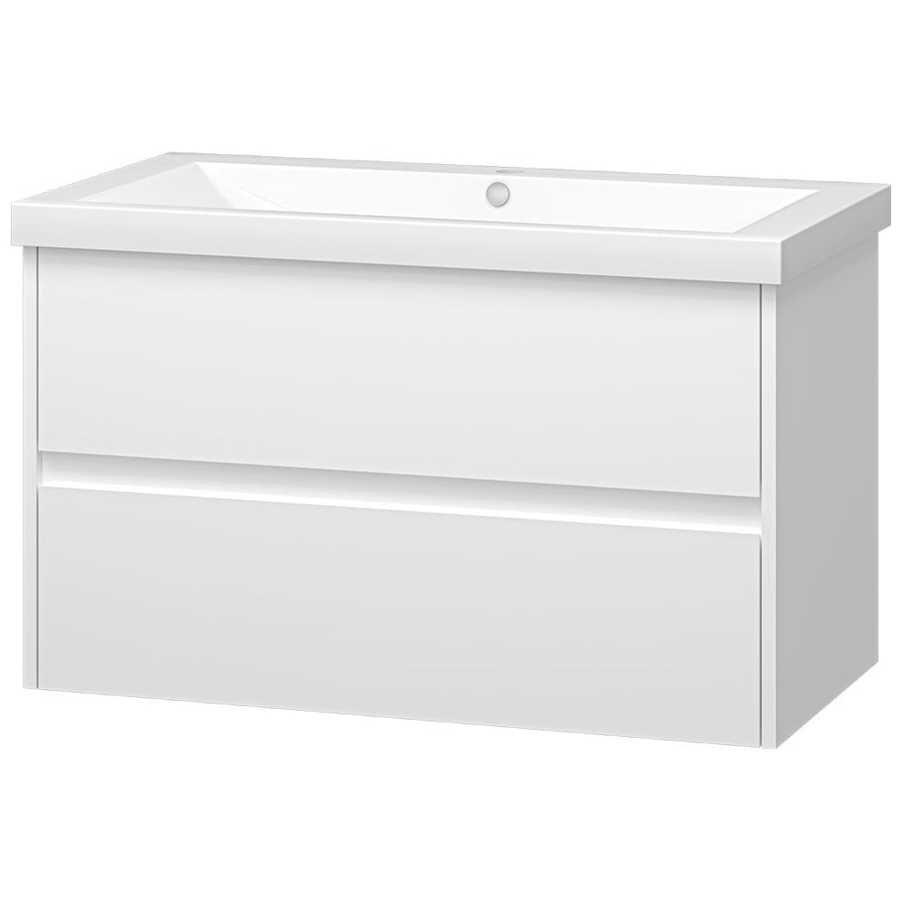 Изображение товара Тумба с раковиной Misty Алиса 90 подвесная с 2 ящиками современная белая