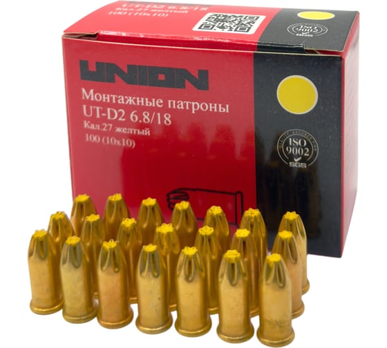 Изображение товара Mонтажные патроны UNION UT-D2 6.8х18 мм, желтый, 100 шт. 4631169412616