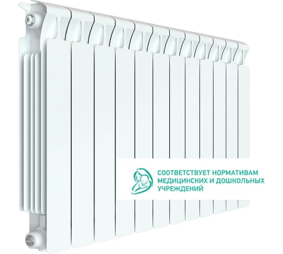 Изображение товара Биметаллический радиатор RIFAR MONOLIT 500 12 секций, боковое подключение RQLAGK1B4UUG80