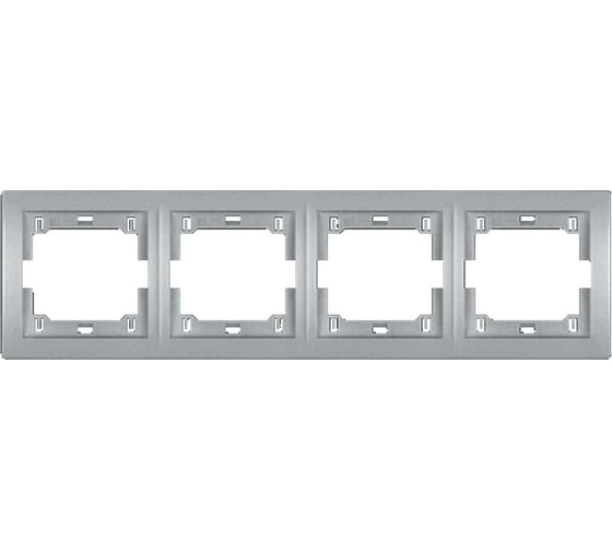 Изображение товара 4-местная горизонтальная рамка Aling-Conel PRESTIGE серебряная без вставки 6704.S