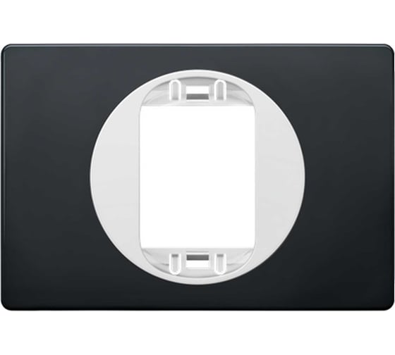 Изображение товара 1-местная рамка Aling-Conel EON 80x120 мм, для узкой кнопки, черная с белой вставкой E6803U.E0