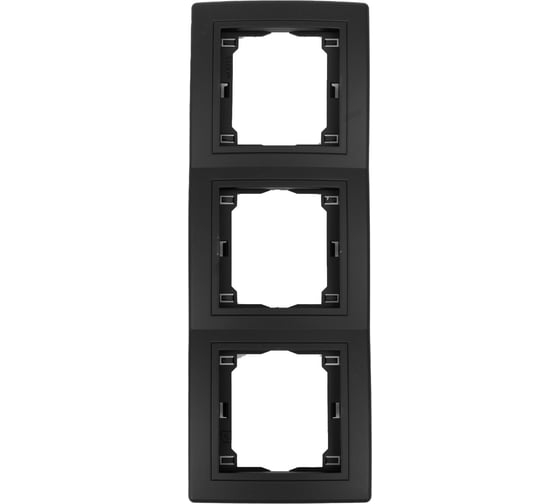Изображение товара 3-местная горизонтальная рамка Aling-Conel PRESTIGE черная soft touch с вставкой 6703.E1E1