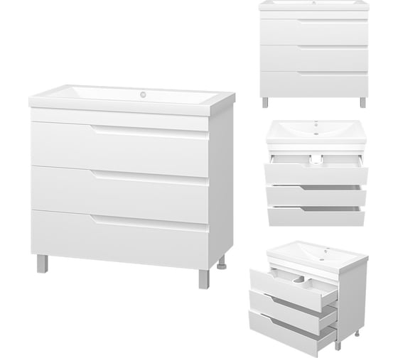 Изображение товара Тумба с раковиной Misty софт 90 напольная, с 3 ящиками УТ000015031