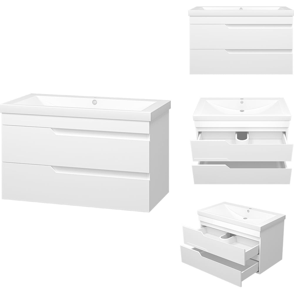 Изображение товара Тумба с раковиной Misty софт 90 подвесная с 2 ящиками