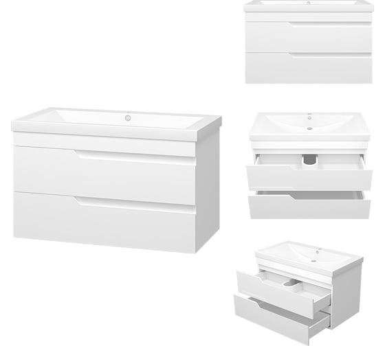 Изображение товара Тумба с раковиной Misty софт 90 подвесная, с 2 ящиками УТ000015048