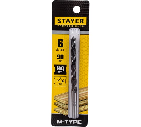 Изображение товара Сверло спиральное по дереву М-образная заточка M-type Professional (6х90х50 мм; HCS) Stayer 2942-090-06_z02