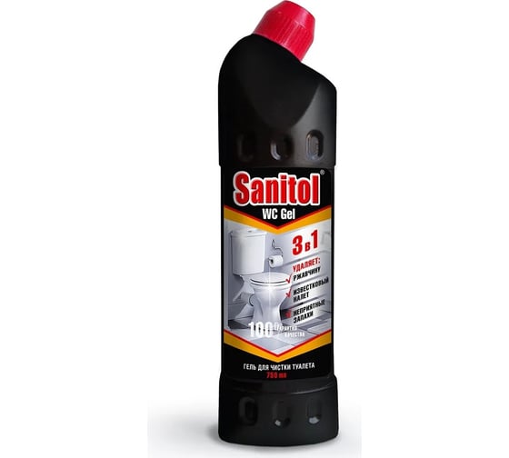 Изображение товара WC гель для чистки туалета Sanitol 3 в 1, 750 мл ЧС-07