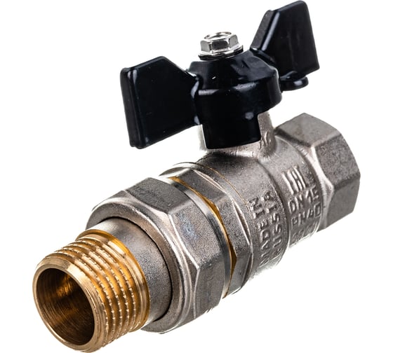 Изображение товара Кран шаровой латунный LD Pride, вн.резьба/"американка", ручка-бабочка, 1/2" 47.15.В-ГШ.Б LD 47.316.15