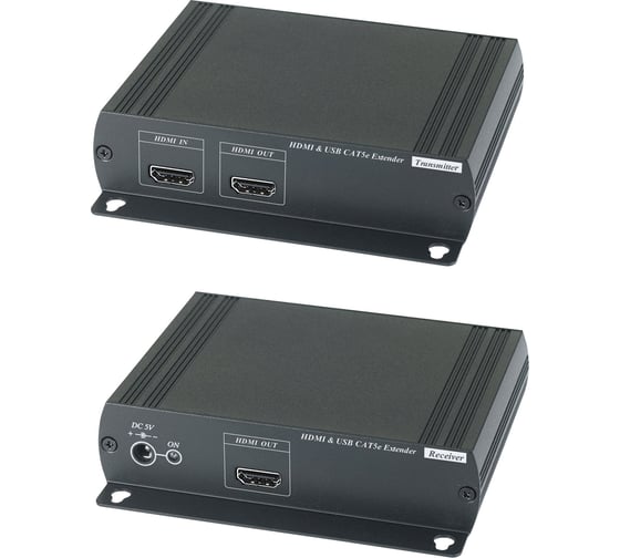Изображение товара HDMI KVM удлинитель (комплект приёмник + передатчик) SC&T HKM01E по витой паре до 150 м (CAT5e/CAT6) sct0952