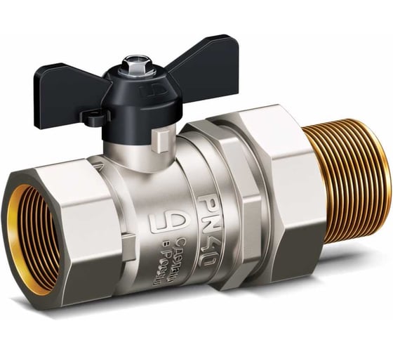 Изображение товара Шаровой кран LD Pride 47.20.В-ГШ.Б, латунный, внутренняя резьба/"американка", ручка-бабочка, 3/4" LD 47.306.20