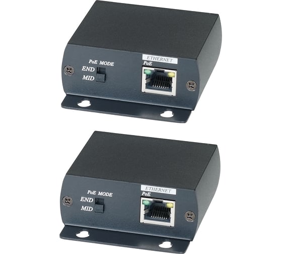 Изображение товара Комплект (передатчик + приёмник) для передачи сигнала Ethernet и питания (PoE) SC&T IP01P sct0676
