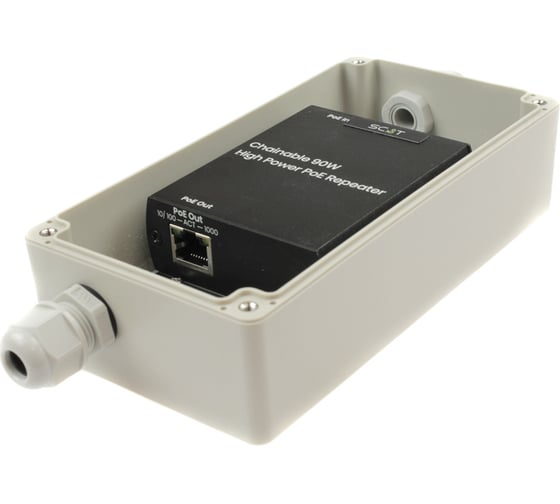 Изображение товара Уличный удлинитель SC&T IP04R-SO PoE af/at/bt по витой паре до 280 м sct1463