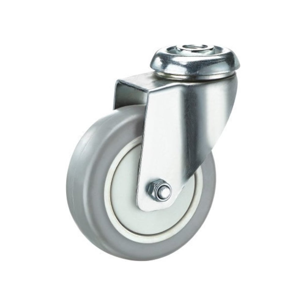 Изображение товара Колесо аппаратное серая резина M12 100 мм усиленное для оборудования