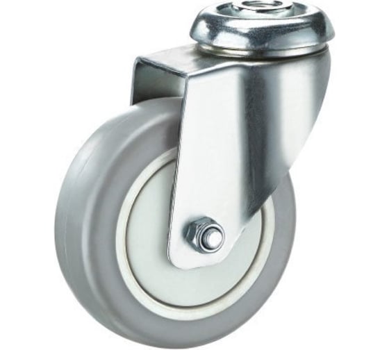 Изображение товара Колесо аппаратное серая резина, под болт, 100 мм, М12, усиленное MFK-TORG 6746100