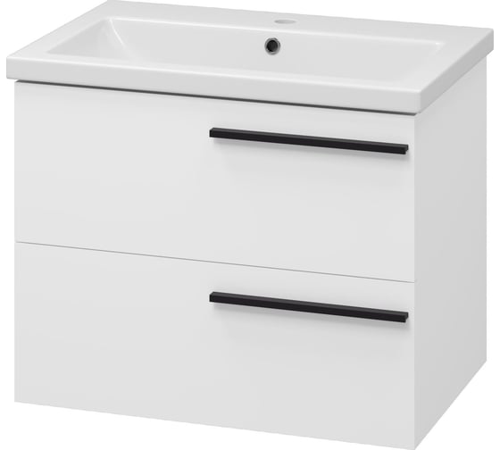 Изображение товара Тумба с раковиной Misty ненси 70 подвесная, с 2 ящиками, белая УТ000022057