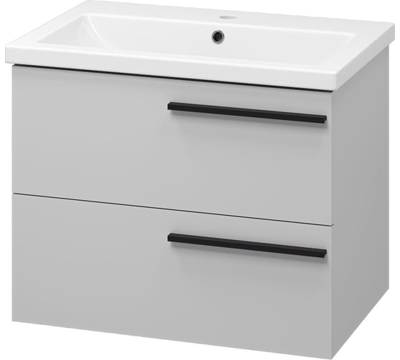 Изображение товара Тумба с раковиной Misty ненси 70 подвесная, с 2 ящиками, серая УТ000015683