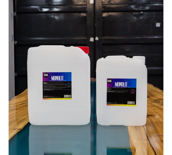 Изображение товара Эпоксидная смола РУ-СМОЛА MONOLIT 15 кг для заливки столешниц (стол-река, для дерева, до 5 см) MN15000