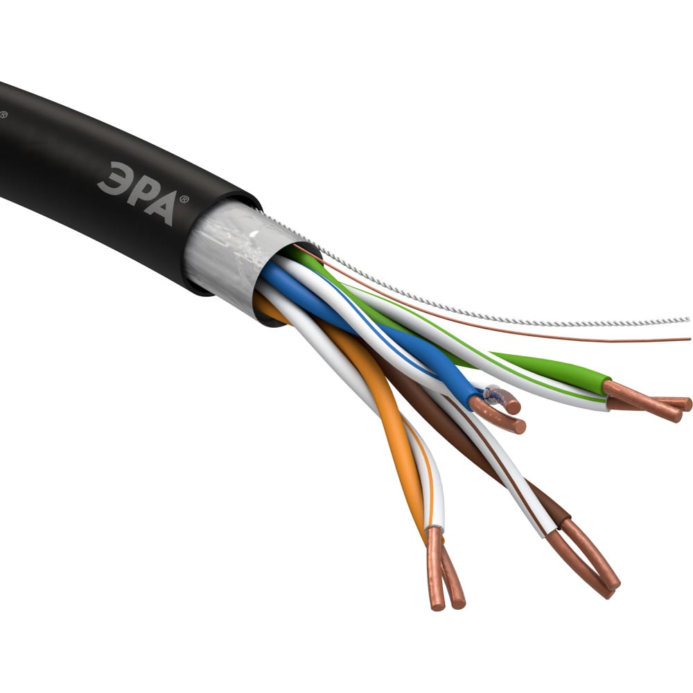 фото Кабель эра витая пара f/utp 4x2x24awg cat5e cu pe outdoor 305м simple б0044686