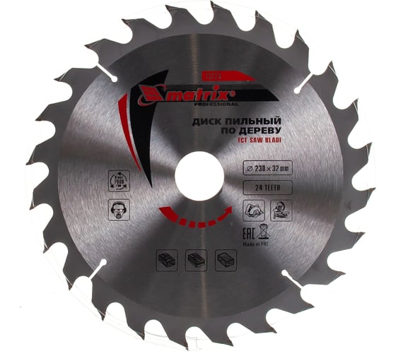 Изображение товара Диск пильный по дереву Professional (230x32 мм; 24 зуба; кольцо 30/32 мм) MATRIX 73229