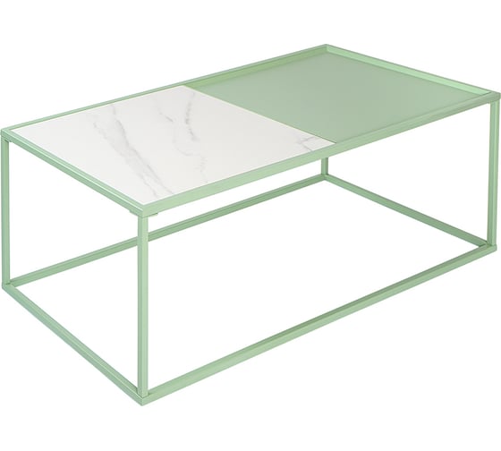 Изображение товара Журнальный столик Bergenson Bjorn Mayen 110x50x37 см, белый/зеленый BB0000483