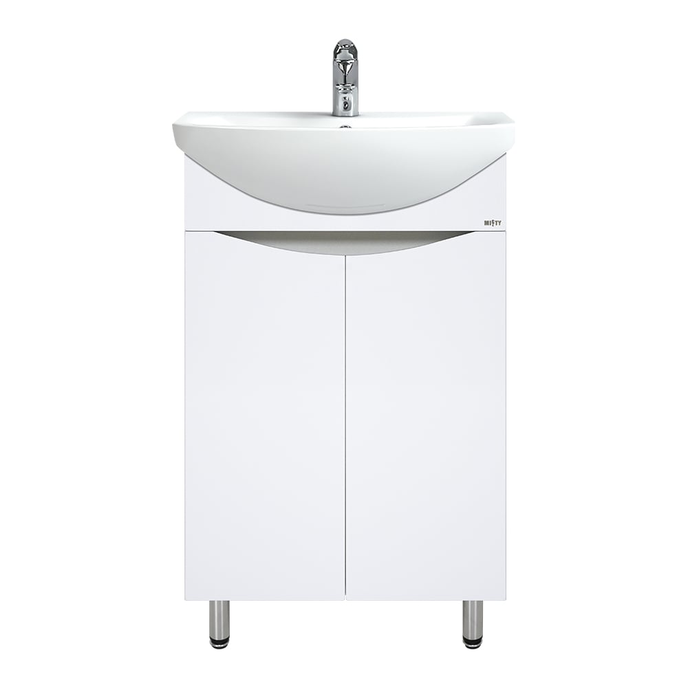 Изображение товара Тумба с раковиной Misty смайл 50 современный дизайн белый МДФ санфарфор