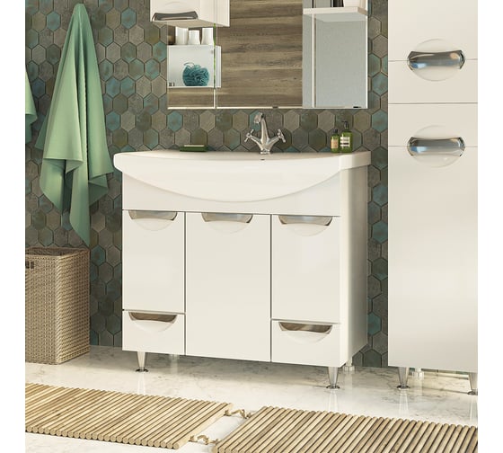 Изображение товара Тумба с раковиной Misty орхидея 75 белая СО000006651