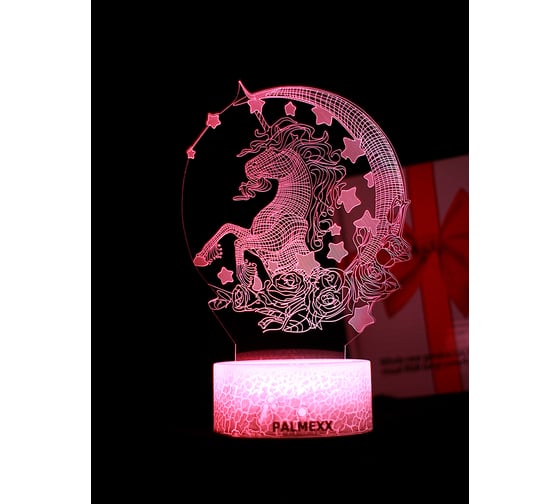Изображение товара Светодиодный ночник 3d светильник PALMEXX led rgb 7 цветов (единорог) PX/LAMP-035