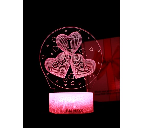 Изображение товара Светодиодный ночник 3d светильник PALMEXX led rgb 7 цветов (я тебя люблю) PX/LAMP-031