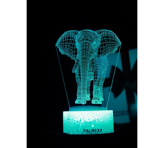 Изображение товара Светодиодный ночник 3d светильник PALMEXX led rgb 7 цветов (слон) PX/LAMP-032