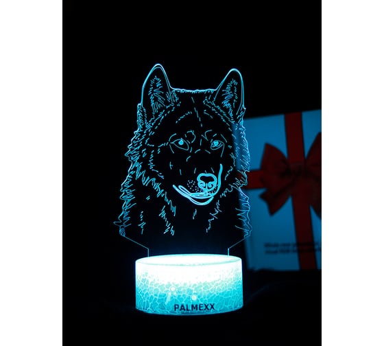 Изображение товара Светодиодный ночник 3d светильник PALMEXX led rgb 7 цветов (волк) PX/LAMP-028