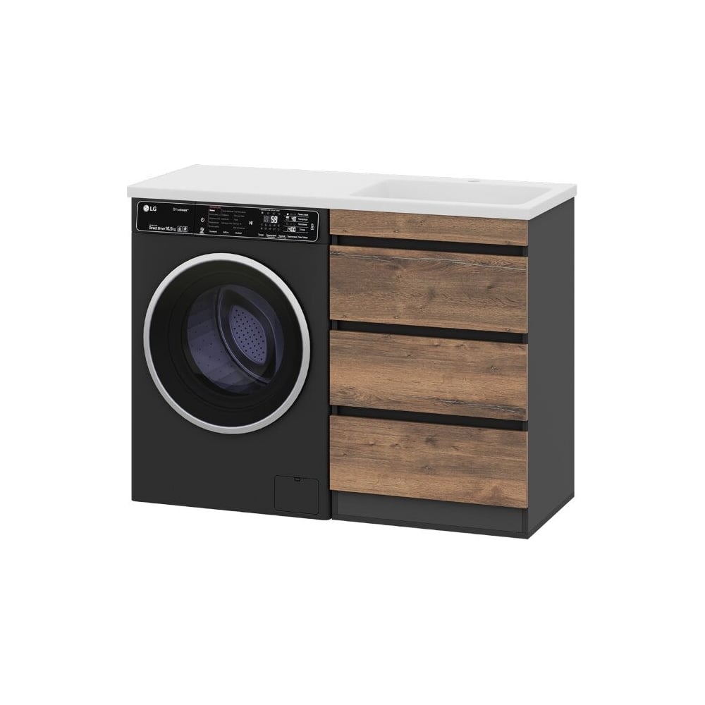 Изображение товара Тумба с раковиной Misty Коломбо 60 напольная черный матовый санфарфор