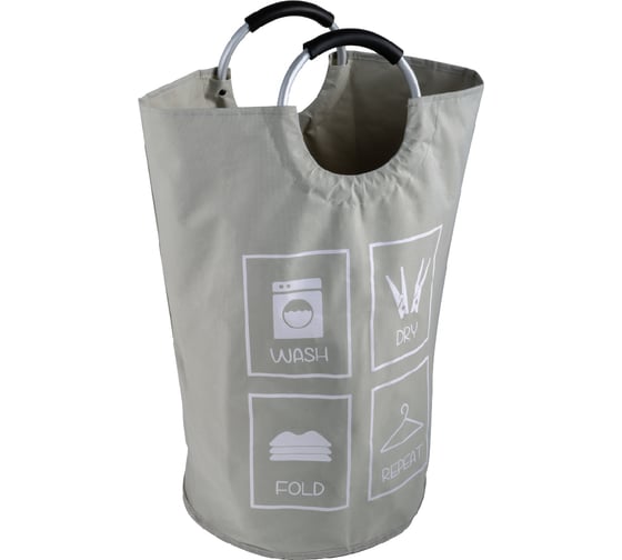 Изображение товара Корзина для белья FIXSEN FX-1011 с алюминиевыми ручками, 63л, серая 1011