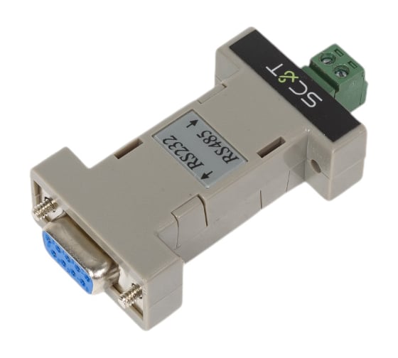 Изображение товара Преобразователь интерфейса SC&T RS001 RS232 в RS485, полудуплексный режим работы, автопереключение скорости передачи вплоть до 115200 бод на расстояние 1200м, не требует питания sct0529