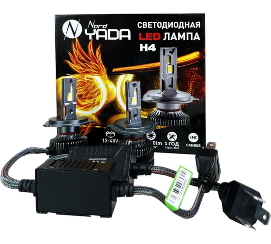 Изображение товара Светодиодная лампа головного света Nord-Yada н4 12-48 60 w, 6000 k, 10000 Лм, canbus 2 шт в комплекте 909385