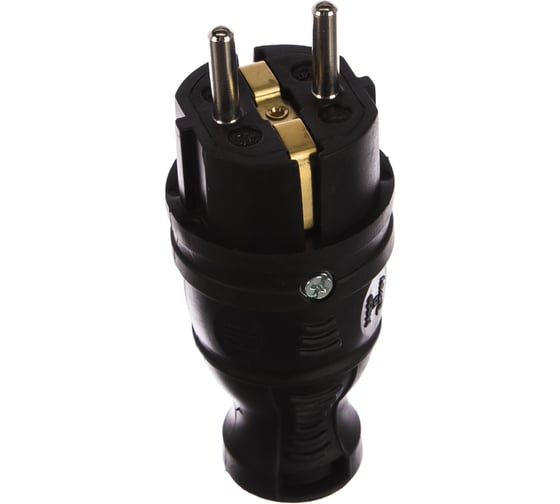 Изображение товара Каучуковая вилка ЭРА V8-B-IP44 с заземлением прямая 16A, IP44, черная Б0044540