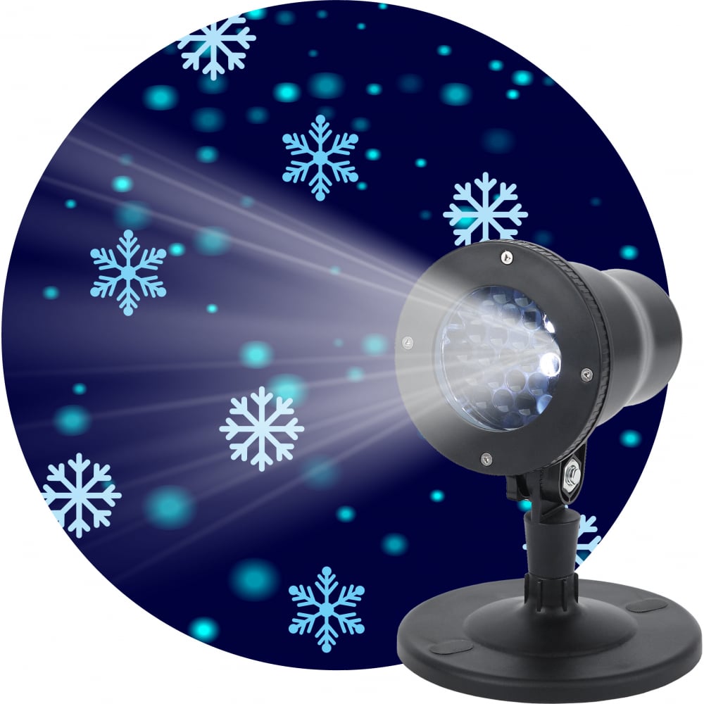 Светодиодный проектор ЭРА проектор эра снежинки 220v ip44 холодный белый 6w eniop 04 б0041645