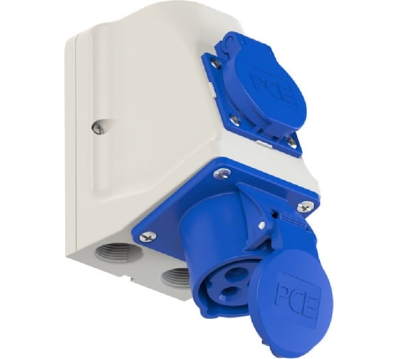 Изображение товара Настенная розетка PCE комбинированная 16а 220v 1p+n+e ip44 + 1gs 9213-6