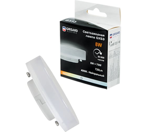 Изображение товара Светодиодная лампа Grisard Electric т75 таблетка gx53 8вт 4000к 220в 1 шт, GRE-002-0076(1)