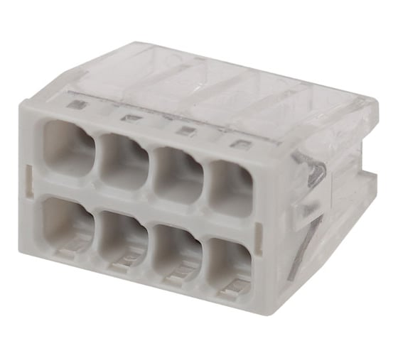 Изображение товара Компактная клемма (СМК) ЭРА NO22427 серии 208, 8 отверстий, 0,5-2,5 мм2 Б0043945