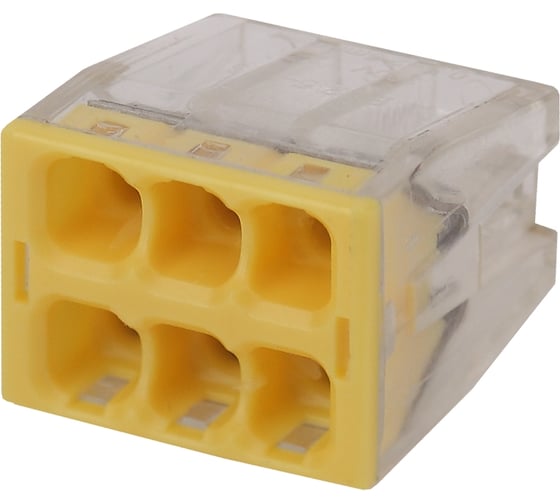 Изображение товара Компактная клемма СМК ЭРА NO-224-38 с пастой серии 246, 6 отверстий, 0,5-2,5 мм2 Б0043956